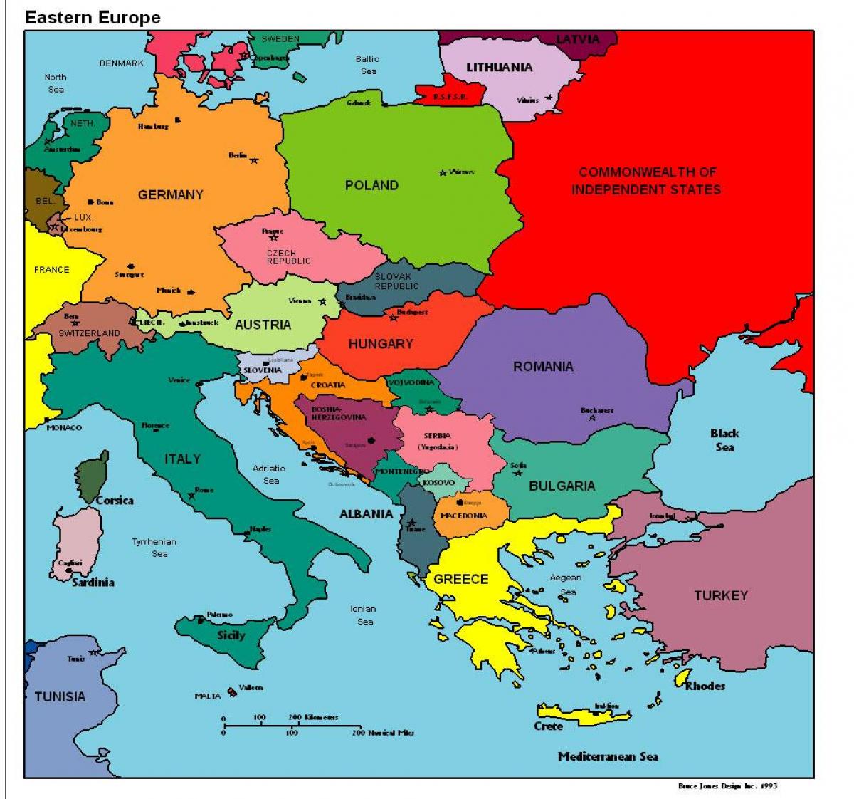 kart over europa som viser Albania
