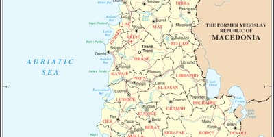 Kart over Albania med byer